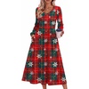 Zeagoo Fall Dresses for Women Casual Long Sleeve A Line V Neck Midi Dress(Christmas Print)