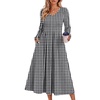 Zeagoo Fall Dresses for Women Casual Long Sleeve A Line V Neck Midi Dress(Houndstooth)