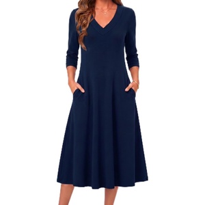 Zeagoo Dresses for Womens Long Sleeve Midi Dress Fall Casual A Line Dress(Blue)