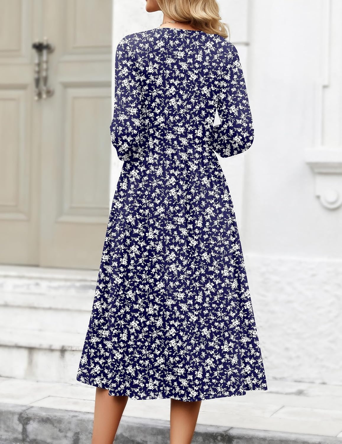 image:imageZeagoo 34 Sleeve Womens Dress Casual Aline Summer Fall Midi Long DressesXh445
