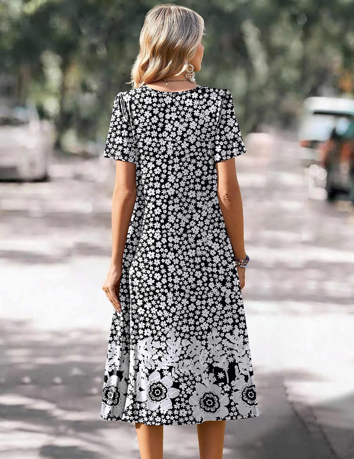 image:imageZeagoo Summer Casual Dress for Womens Floral Midi Sundress with PocketsBlack Floral