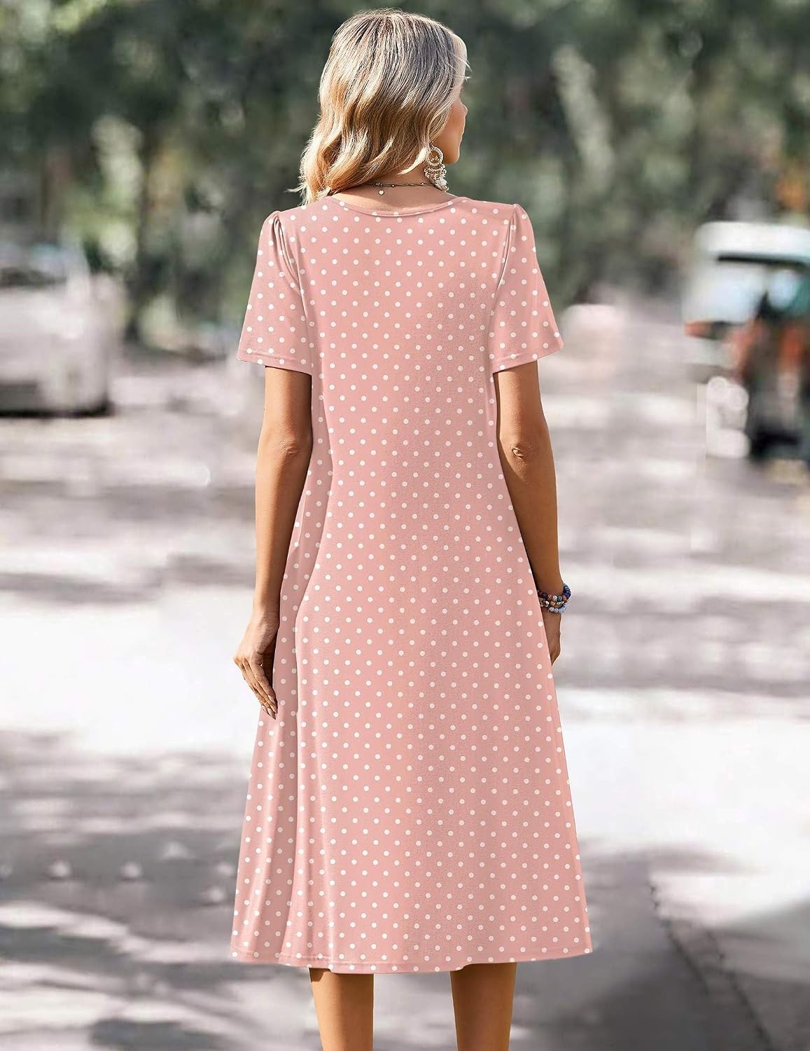 image:imageZeagoo Summer Casual Dress for Womens Floral Midi Sundress with PocketsPink Dot