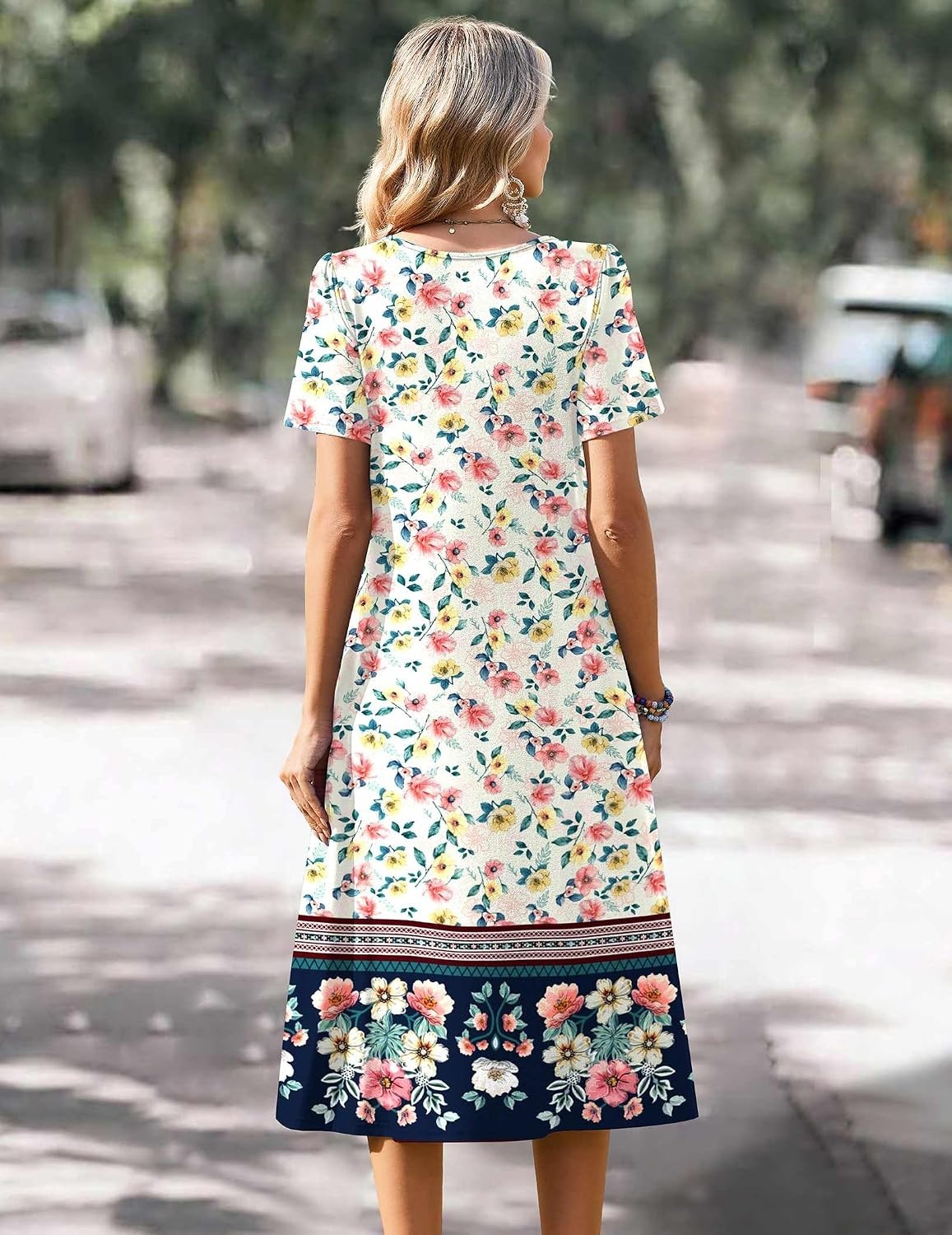 image:imageZeagoo Summer Casual Dress for Womens Floral Midi Sundress with PocketsPink Floralprinted