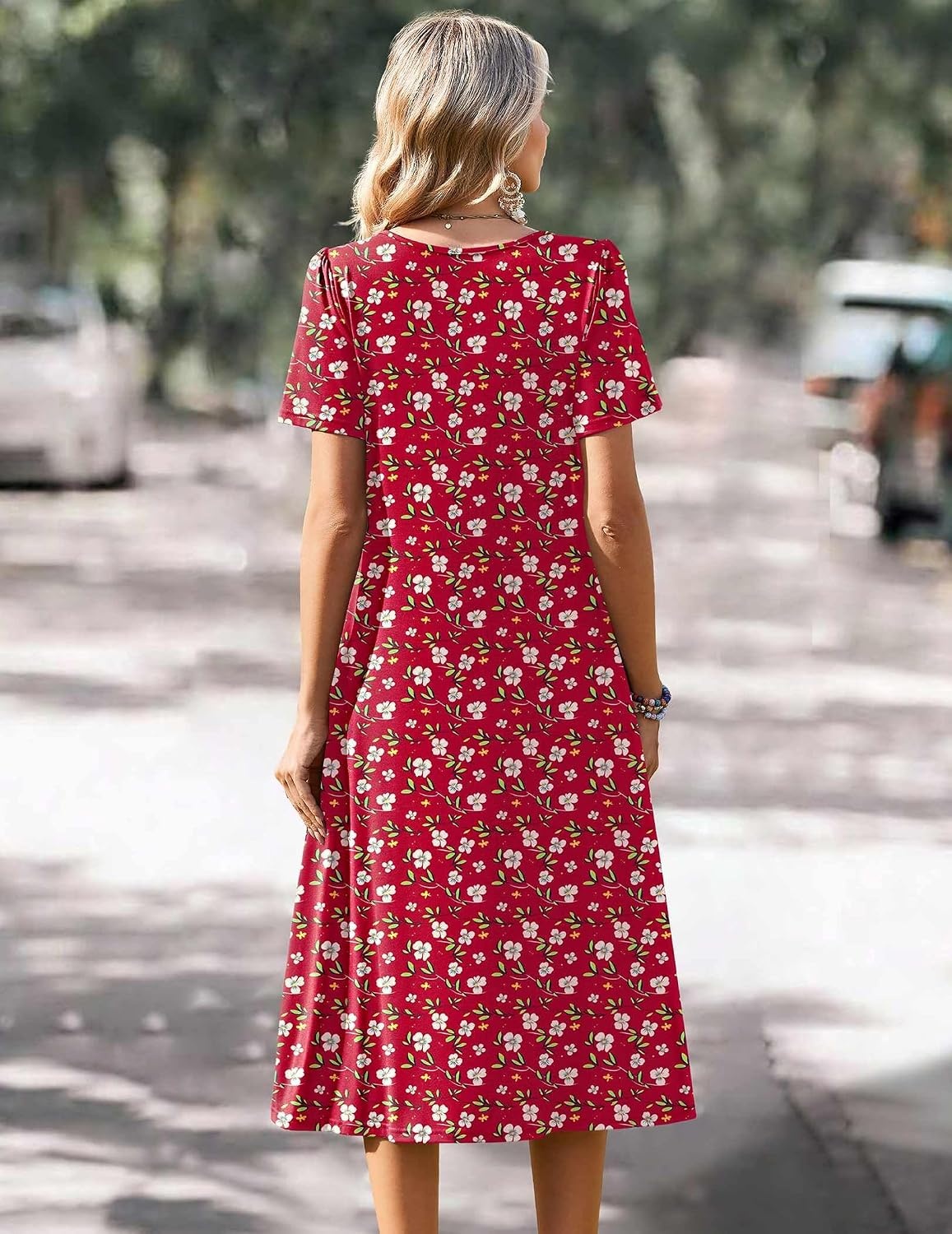 image:imageZeagoo Summer Casual Dress for Womens Floral Midi Sundress with PocketsRed Floral
