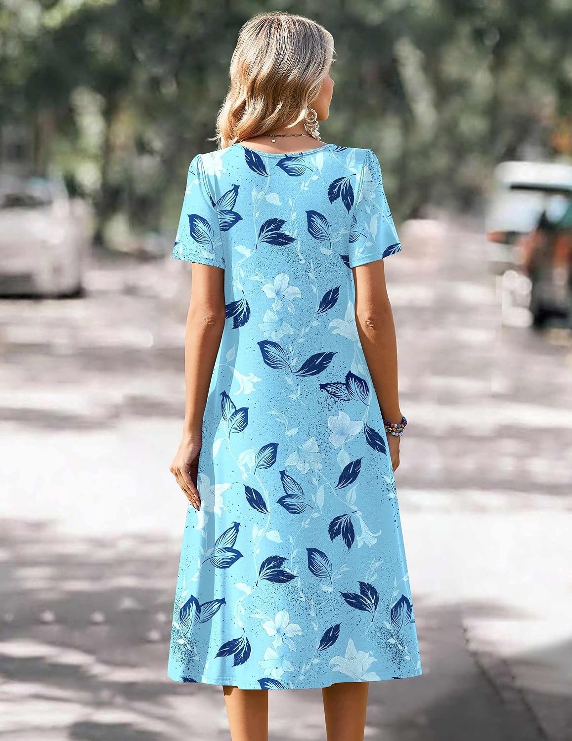 image:imageZeagoo Summer Casual Dress for Womens Floral Midi Sundress with PocketsSky Blue