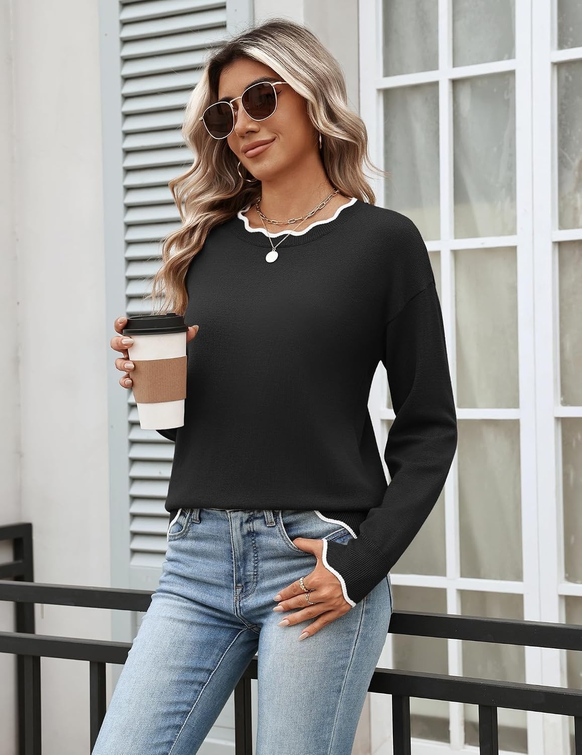 image:imageZeagoo Sweaters for Women 2026 Fall Outfits Long Sleeve Winter ClothesBlack