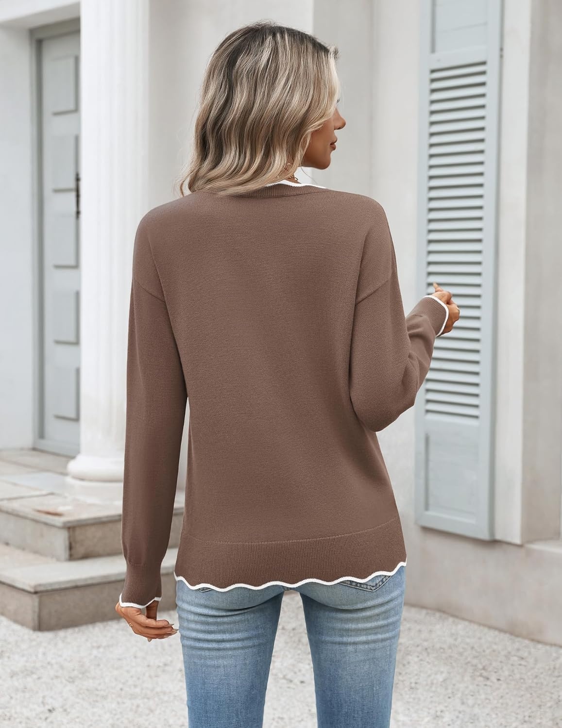 image:imageZeagoo Sweaters for Women 2026 Fall Outfits Long Sleeve Winter ClothesBrown