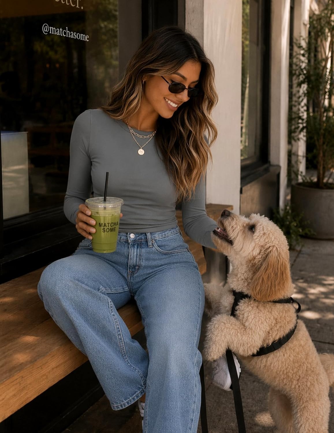 image:imageZeagoo Women Long Sleeve Shirts Slim Fit Going Out Tops Crewneck Basic TeeDark Gray