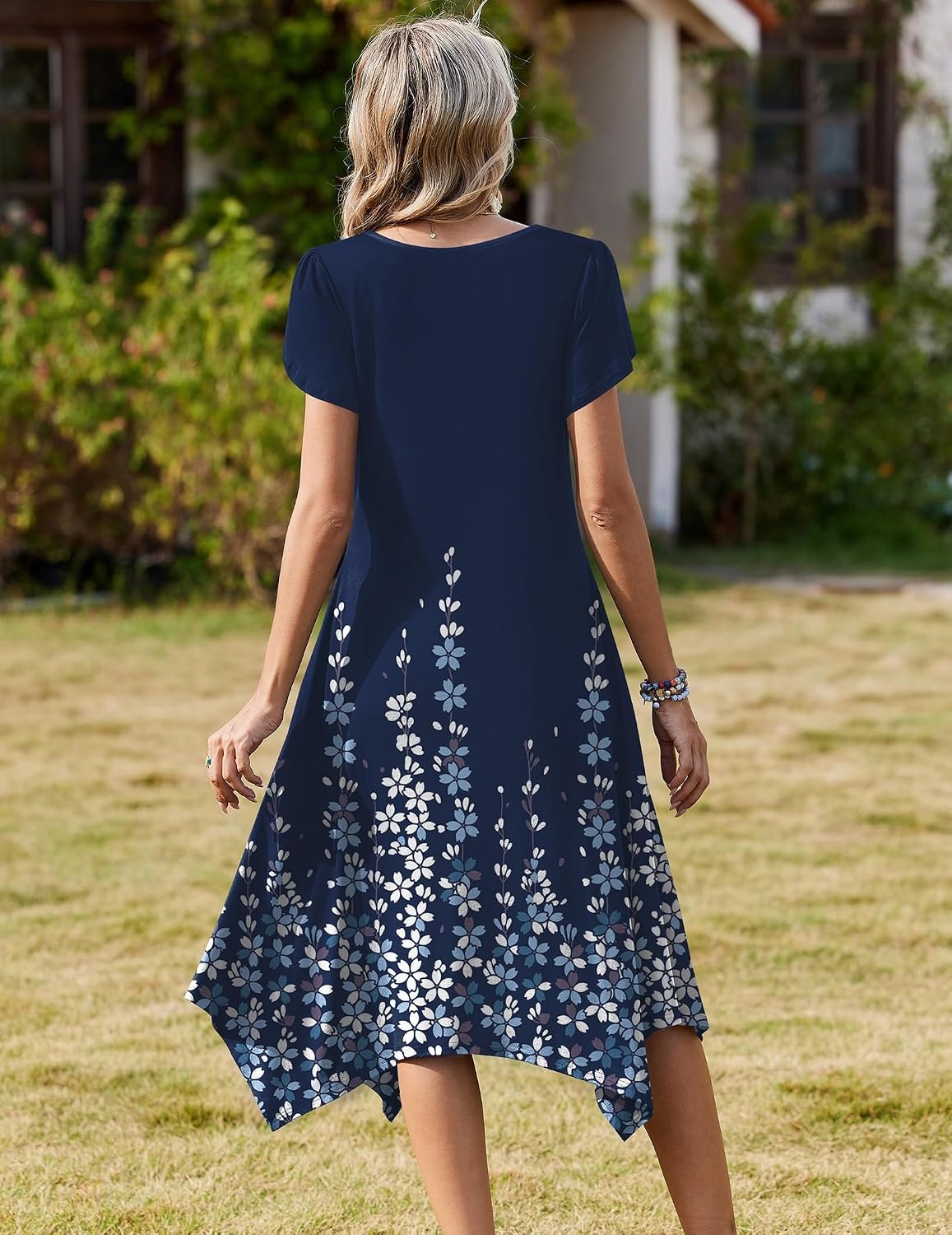 image:imageZeagoo Womens Casual Dress for Summer Loose Hankerchief Flare Midi Sundress03 Blue