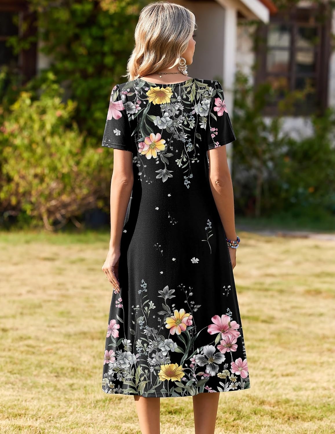 image:imageZeagoo Womens Casual Dresses for Summer Short Sleeve Flare Midi Dress BeachWf120