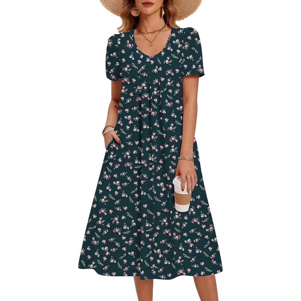 image:imageZeagoo Summer Casual Dress for Womens Floral Midi Sundress with PocketsFloral66