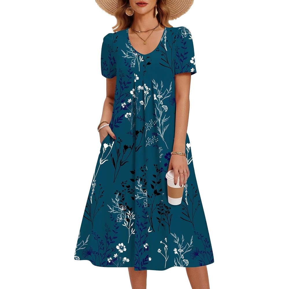image:imageZeagoo Summer Casual Dress for Womens Floral Midi Sundress with PocketsSf365