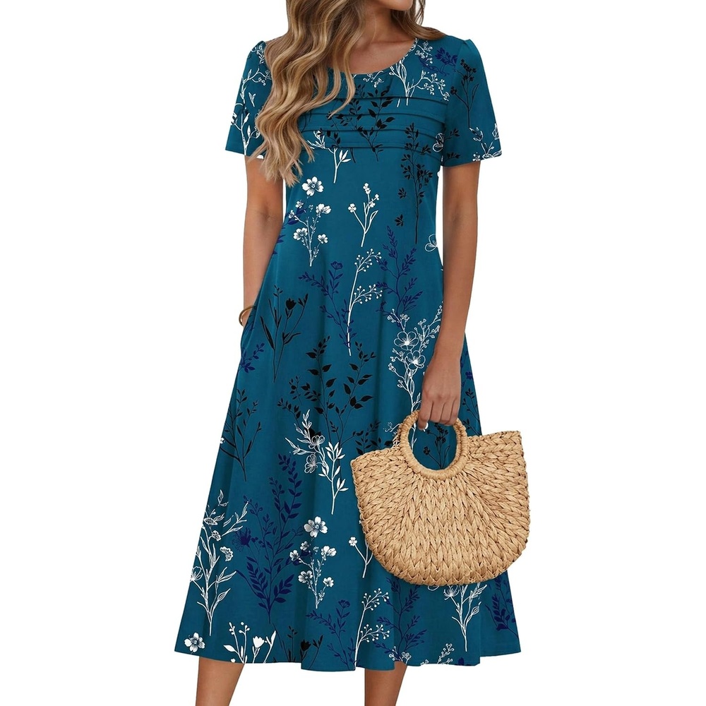 image:imageZeagoo Womens Casual Dresses for Summer Short Sleeve Flare Midi Dress BeachSf365