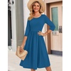 Zeagoo 3/4 Sleeve Women’s Dress Casual Aline Summer Fall Midi Long Dresses(Blue)
