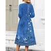Zeagoo 3/4 Sleeve Women’s Dress Casual Aline Summer Fall Midi Long Dresses(Blue Boho Print)
