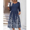Zeagoo 3/4 Sleeve Women’s Dress Casual Aline Summer Fall Midi Long Dresses(Blue Flower)
