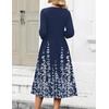 Zeagoo 3/4 Sleeve Women’s Dress Casual Aline Summer Fall Midi Long Dresses(Blue Flower)
