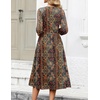 Zeagoo 3/4 Sleeve Women’s Dress Casual Aline Summer Fall Midi Long Dresses(Ethnic Boho Print)
