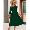 Zeagoo 3/4 Sleeve Women’s Dress Casual Aline Summer Fall Midi Long Dresses(Green)