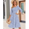 Zeagoo 3/4 Sleeve Women’s Dress Casual Aline Summer Fall Midi Long Dresses(Jh529)