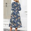 Zeagoo 3/4 Sleeve Women’s Dress Casual Aline Summer Fall Midi Long Dresses(Leaf Print)