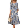 Zeagoo 3/4 Sleeve Women’s Dress Casual Aline Summer Fall Midi Long Dresses(Mz919)