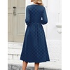 Zeagoo 3/4 Sleeve Women’s Dress Casual Aline Summer Fall Midi Long Dresses(Navy Round Dot)