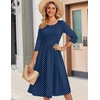 Zeagoo 3/4 Sleeve Women’s Dress Casual Aline Summer Fall Midi Long Dresses(Navy Round Dot)