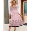 Zeagoo 3/4 Sleeve Women’s Dress Casual Aline Summer Fall Midi Long Dresses(Pink Flower)