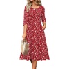 Zeagoo 3/4 Sleeve Women’s Dress Casual Aline Summer Fall Midi Long Dresses(Red Floral)