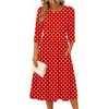 Zeagoo 3/4 Sleeve Women’s Dress Casual Aline Summer Fall Midi Long Dresses(Red Round Dot)
