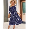 Zeagoo 3/4 Sleeve Women’s Dress Casual Aline Summer Fall Midi Long Dresses(Sf180)