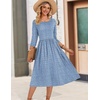 Zeagoo 3/4 Sleeve Women’s Dress Casual Aline Summer Fall Midi Long Dresses(Stripe Print)