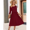 Zeagoo 3/4 Sleeve Women’s Dress Casual Aline Summer Fall Midi Long Dresses(Wine Red)