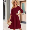 Zeagoo 3/4 Sleeve Women’s Dress Casual Aline Summer Fall Midi Long Dresses(Wine Red)