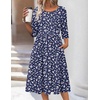 Zeagoo 3/4 Sleeve Women’s Dress Casual Aline Summer Fall Midi Long Dresses(Xh445)