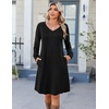 Zeagoo Fall Dresses for Women Long Sleeve Casual Pleated V Neck Dress 2026 A Line Tunic Dress(A-black)