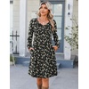 Zeagoo Fall Dresses for Women Long Sleeve Casual Pleated V Neck Dress 2026 A Line Tunic Dress(B26 Black Floral)