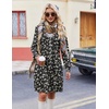 Zeagoo Fall Dresses for Women Long Sleeve Casual Pleated V Neck Dress 2026 A Line Tunic Dress(B26 Black Floral)