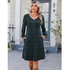 Zeagoo Fall Dresses for Women Long Sleeve Casual Pleated V Neck Dress 2026 A Line Tunic Dress(B26 Green Floral)