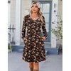 Zeagoo Fall Dresses for Women Long Sleeve Casual Pleated V Neck Dress 2026 A Line Tunic Dress(B26 Maple Leaf)