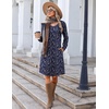 Zeagoo Fall Dresses for Women Long Sleeve Casual Pleated V Neck Dress 2026 A Line Tunic Dress(B26 Navy Floral)