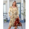 Zeagoo Fall Dresses for Women Long Sleeve Casual Pleated V Neck Dress 2026 A Line Tunic Dress(Beige Floral)