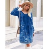 Zeagoo Fall Dresses for Women Long Sleeve Casual Pleated V Neck Dress 2026 A Line Tunic Dress(Blue Floral)