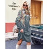 Zeagoo Fall Dresses for Women Long Sleeve Casual Pleated V Neck Dress 2026 A Line Tunic Dress(Blue Green Floral)