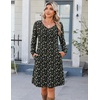 Zeagoo Fall Dresses for Women Long Sleeve Casual Pleated V Neck Dress 2026 A Line Tunic Dress(C26 Black Flower)
