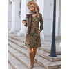 Zeagoo Fall Dresses for Women Long Sleeve Casual Pleated V Neck Dress 2026 A Line Tunic Dress(C26 Boho Printed)