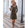 Zeagoo Fall Dresses for Women Long Sleeve Casual Pleated V Neck Dress 2026 A Line Tunic Dress(C26 Chic Printed)