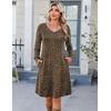 Zeagoo Fall Dresses for Women Long Sleeve Casual Pleated V Neck Dress 2026 A Line Tunic Dress(C26 Leopard Print)