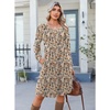 Zeagoo Fall Dresses for Women Long Sleeve Casual Pleated V Neck Dress 2026 A Line Tunic Dress(Light Khaki Floral)